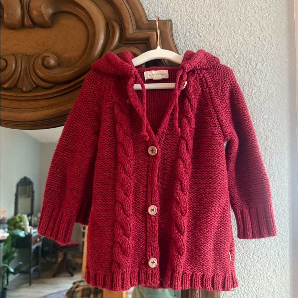 Zara Maroon Cable Knit Kids Jacket